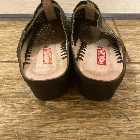 Pikolinos Romana Leather Heeled Floral Mule Sandals - Picture 4 of 10